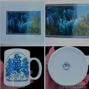 NIP Matted BlueBonnets Artwork + Mug Bundle